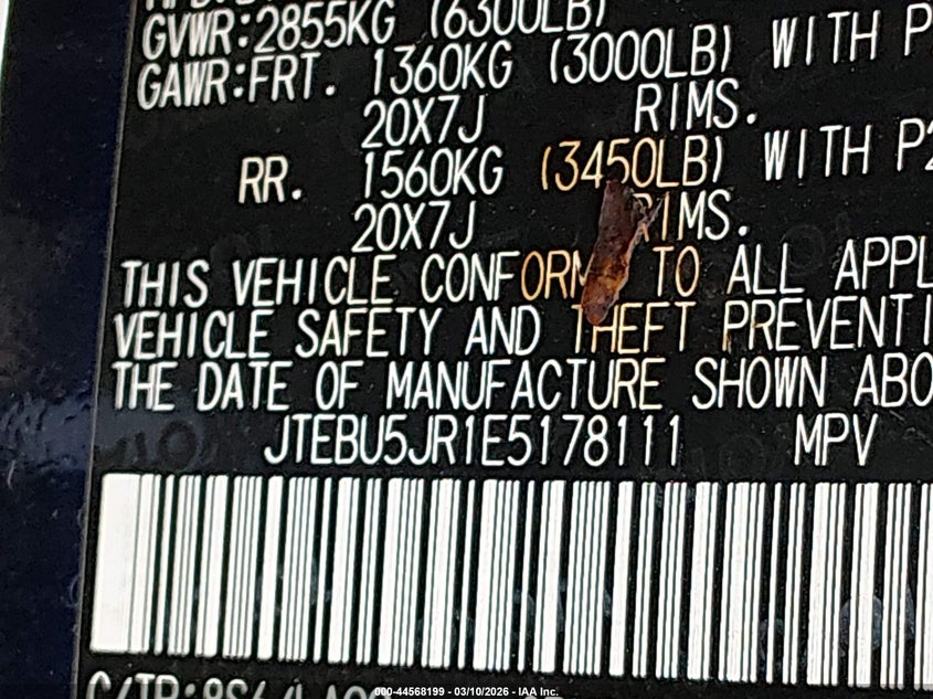 2014 Toyota 4runner VIN JTEBU5JR1E5178111 IAAI salvage auction — LEFT SIDE, Clear (Oklahoma), sold $6,500 on 2026-07-28 (photo 9)