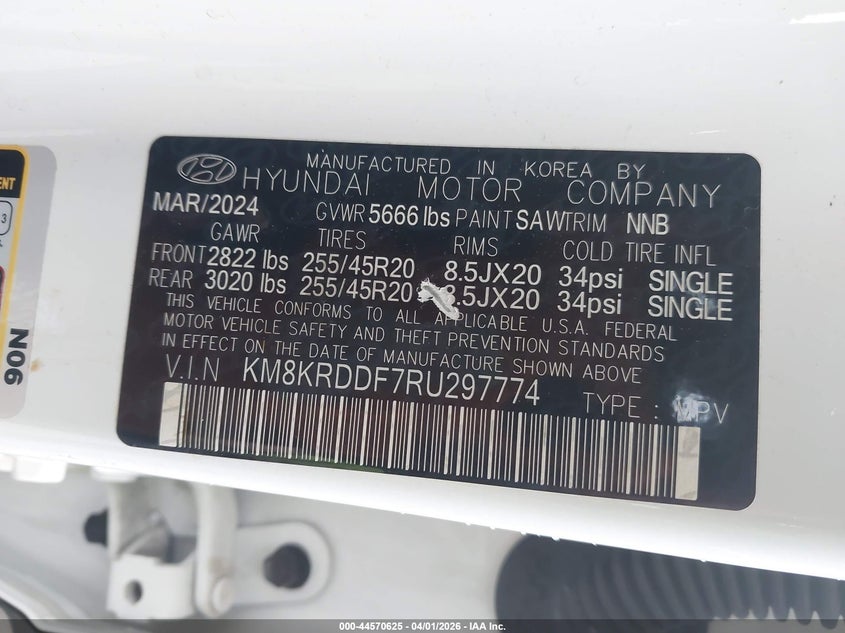 2024 Hyundai Ioniq 5 VIN KM8KRDDF7RU297774 IAAI salvage auction — FRONT END, Wait Title, sold $10,600 on 2026-07-11 (photo 9)