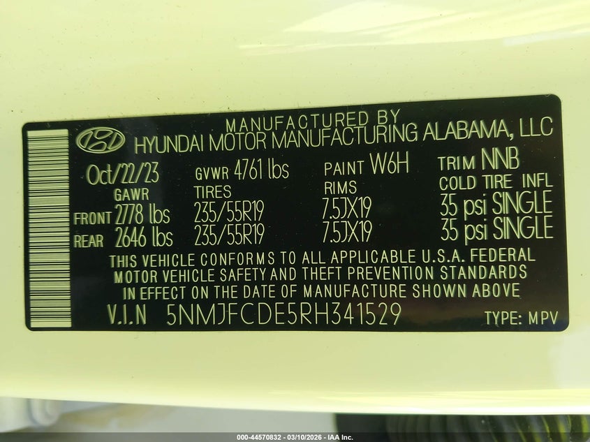 2024 Hyundai Tucson VIN 5NMJFCDE5RH341529 IAAI salvage auction — REAR END, Salvage Title, sold $9,400 on 2026-07-18 (photo 9)