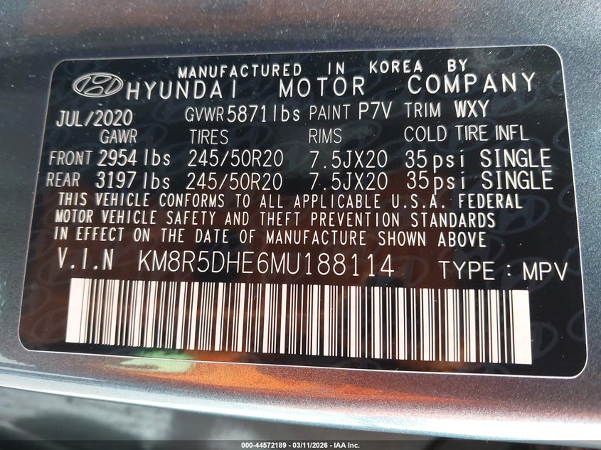 2021 Hyundai Palisade VIN KM8R5DHE6MU188114 IAAI salvage auction — FRONT END, Salvage (Kansas), sold $6,500 on 2026-07-08 (photo 9)