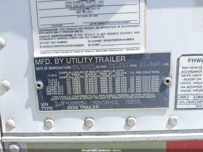 2012 Utility trailer mfg Trailer VIN 1UYVS2534CM243601 IAAI salvage auction — UNKNOWN, Clear (Oklahoma), sold $2,550 on 2026-07-08 (photo 9)