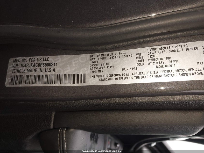2024 Jeep Grand cherokee VIN 1C4RJKAG6R8600211 IAAI salvage auction — FRONT END, Salvage (New Jersey), sold $12,900 on 2026-07-20 (photo 9)