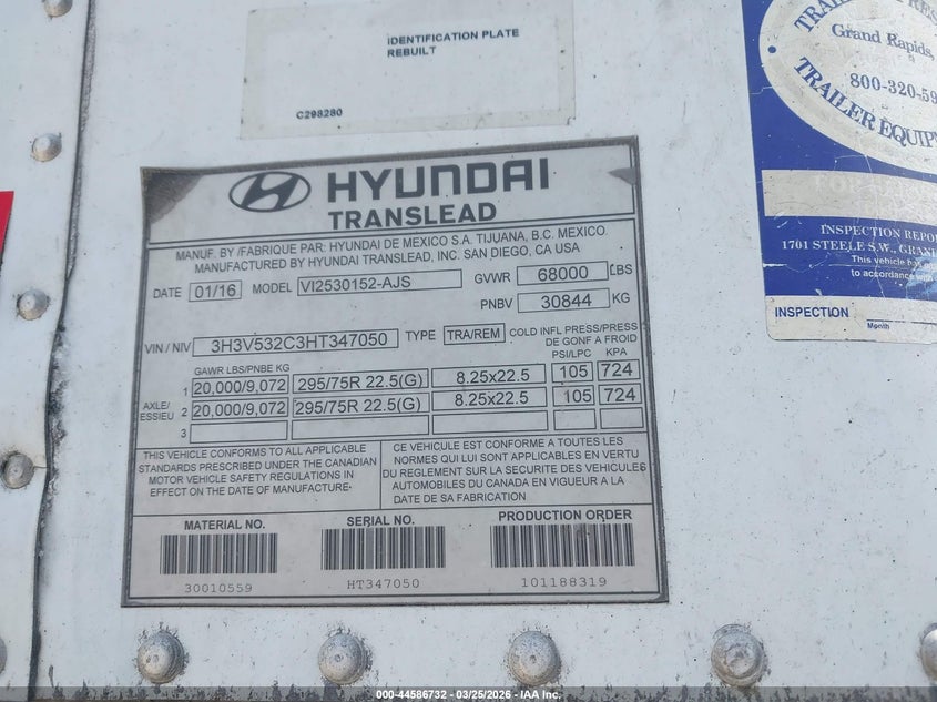 2017 Hyundai translead inc Unknown VIN 3H3V532C3HT347050 IAAI salvage auction — REAR END, Clear (Oklahoma), sold $50 on 2026-09-16 (photo 9)