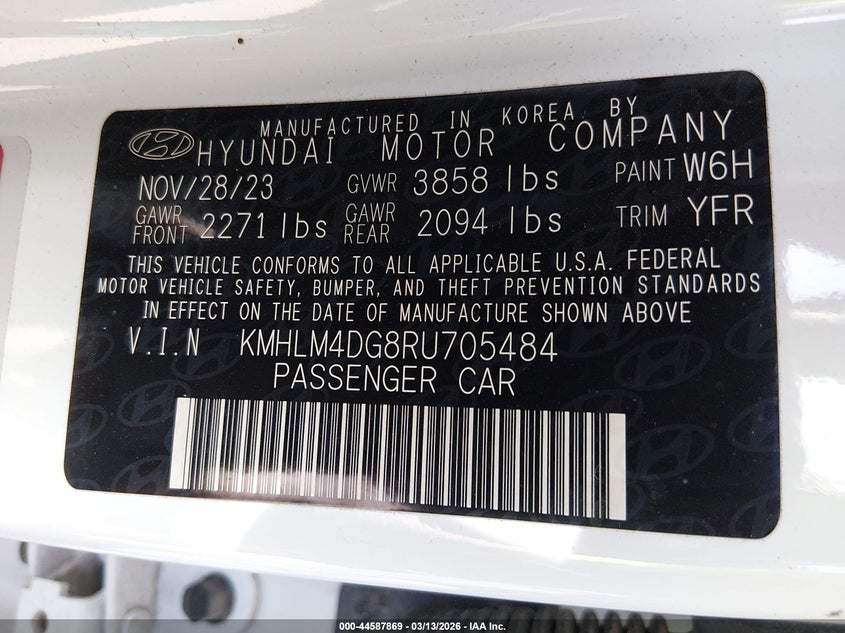 2024 Hyundai Elantra VIN KMHLM4DG8RU705484 IAAI salvage auction — REAR END, Salvage (Kansas), sold $5,200 on 2026-08-02 (photo 9)