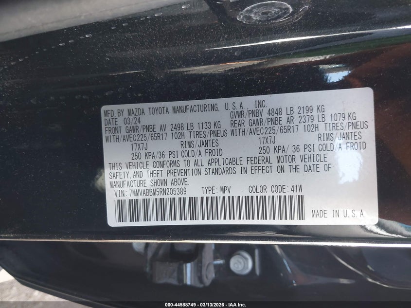 2024 Mazda Cx-50 VIN 7MMVABBM5RN205389 IAAI salvage auction — FRONT END, Clear (Oklahoma), sold $7,100 on 2026-07-29 (photo 9)