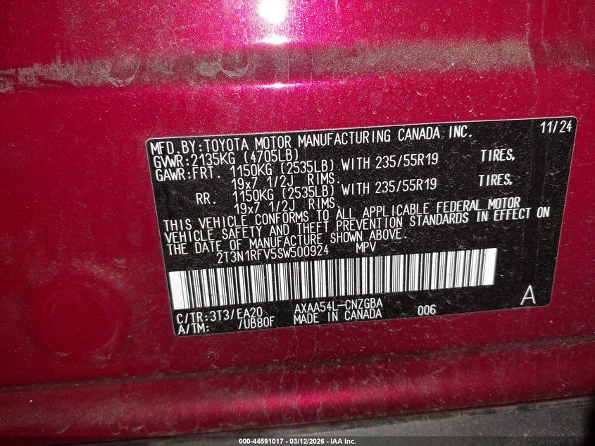2025 Toyota Rav 4 VIN 2T3N1RFV5SW500924 IAAI salvage auction — FRONT END, Salvage (Oregon), sold $9,200 on 2026-07-09 (photo 9)