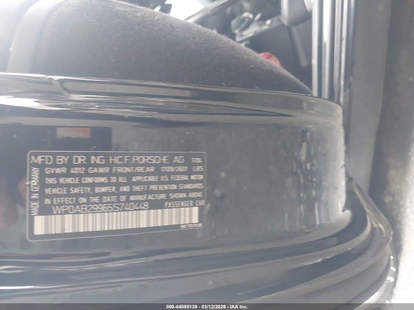 2005 Porsche 911 VIN WP0AB29965S740448 IAAI salvage auction — FRONT & REAR, Salvage (Georgia), sold $14,800 on 2026-09-06 (photo 9)
