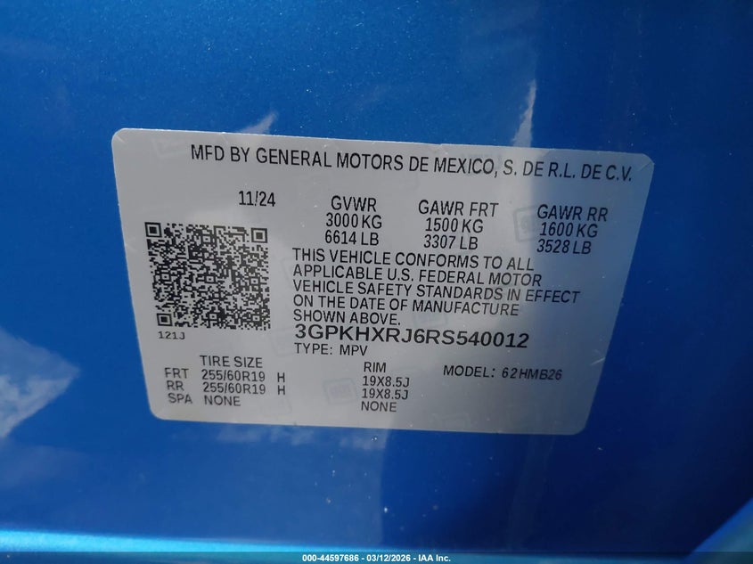 2024 Honda Prologue VIN 3GPKHXRJ6RS540012 IAAI salvage auction — RIGHT FRONT, Salvage (New Jersey), sold $10,575 on 2026-07-16 (photo 9)