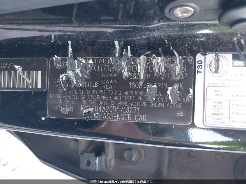 2013 Kia Forte VIN KNAFU4A26D5713271 IAAI salvage auction — REAR END, Salvage (Alabama), sold $375 on 2026-07-20 (photo 9)