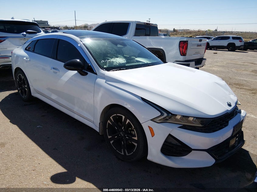 2021 Kia K5 VIN 5XXG64J25MG039837 IAAI salvage auction — LEFT FRONT, Salvage (Texas), sold $3,850 on 2026-07-08 (photo 1)