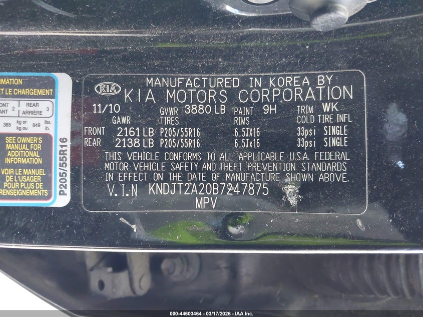 2011 Kia Soul VIN KNDJT2A20B7247875 IAAI salvage auction — RIGHT FRONT, Salvage (Idaho), sold $475 on 2026-07-16 (photo 9)