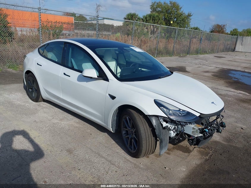 2022 Tesla Model 3 VIN 5YJ3E1EA7NF243898 IAAI salvage auction — FRONT END, Salvage Title, sold $12,000 on 2026-07-15 (photo 1)