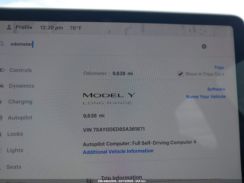 2025 Tesla Model y VIN 7SAYGDED8SA361871 IAAI salvage auction — REAR END, Salvage Title, sold $21,350 on 2026-07-20 (photo 7)