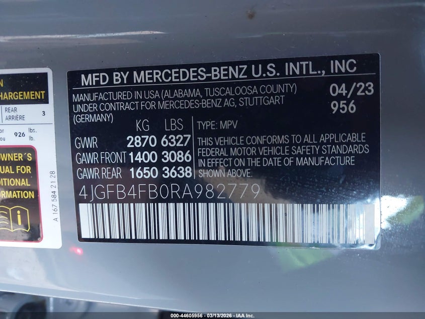 2024 Mercedes-benz Gle VIN 4JGFB4FB0RA982779 IAAI salvage auction — FRONT END, Salvage Title, sold $28,250 on 2026-07-20 (photo 9)