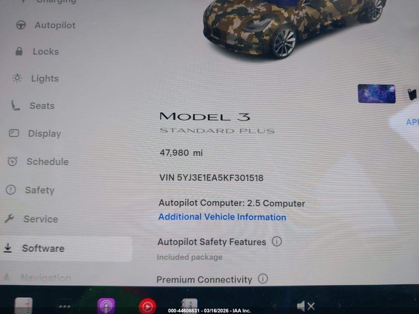 2019 Tesla Model 3 VIN 5YJ3E1EA5KF301518 IAAI salvage auction — FRONT END, Original (Texas), sold $5,450 on 2026-07-16 (photo 7)