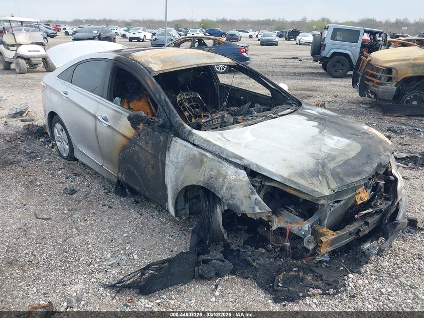 2012 Hyundai Sonata VIN KMHEC4A43CA055445 IAAI salvage auction — TOTAL BURN, Salvage Title, sold $50 on 2026-07-28 (photo 1)
