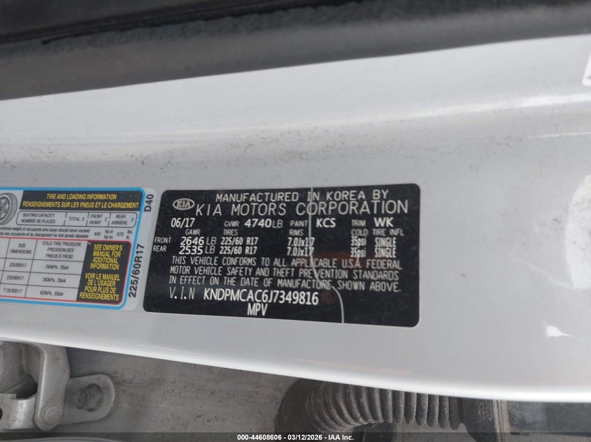 2018 Kia Sportage VIN KNDPMCAC6J7349816 IAAI salvage auction — FRONT END, Salvage (Iowa), sold $2,350 on 2026-07-13 (photo 9)