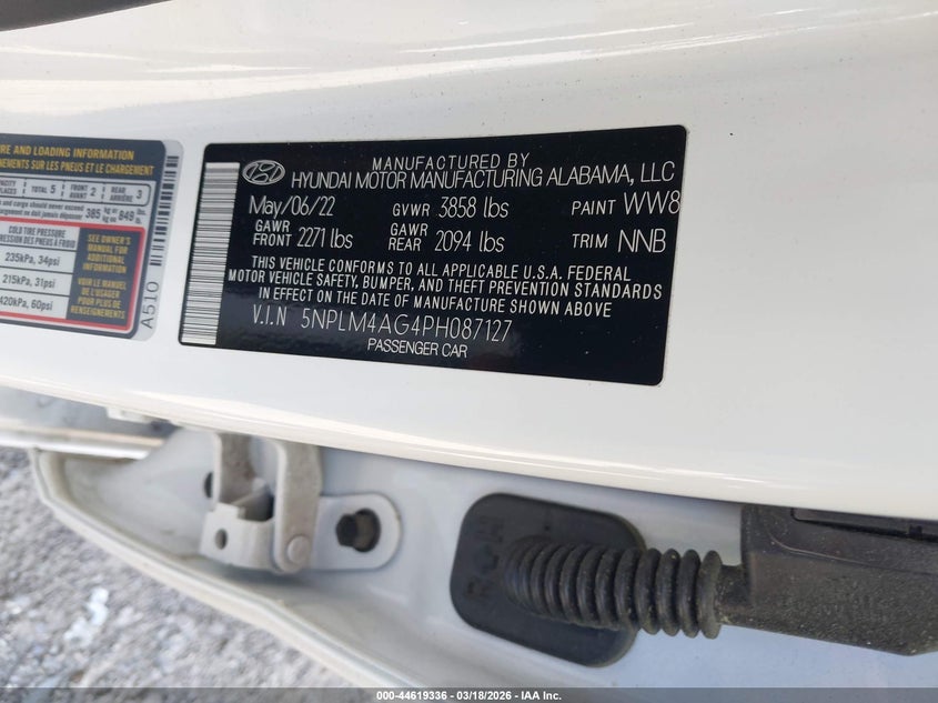 2023 Hyundai Elantra VIN 5NPLM4AG4PH087127 IAAI salvage auction — FRONT END, Salvage (South Carolina), sold $3,700 on 2026-08-02 (photo 9)