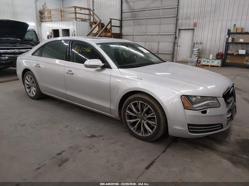 2012 Audi A8 VIN WAURVAFD3CN010907 IAAI salvage auction — FRONT END, Wait Title, sold $1,350 on 2026-07-28 (photo 1)