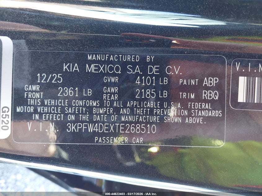2026 Kia K4 VIN 3KPFW4DEXTE268510 IAAI salvage auction — LEFT SIDE, Salvage (Louisiana), sold $9,950 on 2026-07-28 (photo 9)
