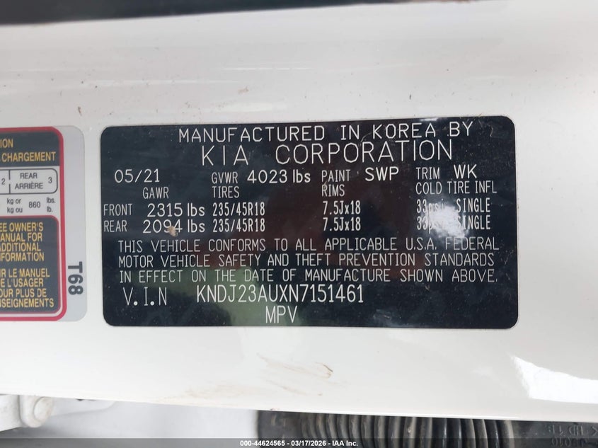 2022 Kia Soul VIN KNDJ23AUXN7151461 IAAI salvage auction — RIGHT SIDE, Salvage Title, sold $4,175 on 2026-07-29 (photo 9)