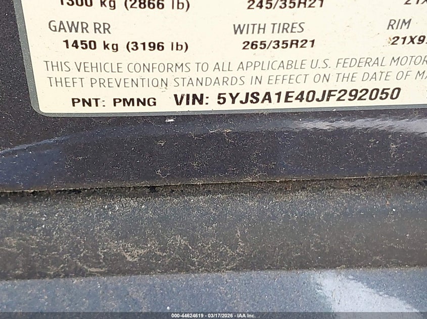 2018 Tesla Model s VIN 5YJSA1E40JF292050 IAAI salvage auction — ELECTRICAL, Salvage Title, sold $7,400 on 2026-07-28 (photo 9)