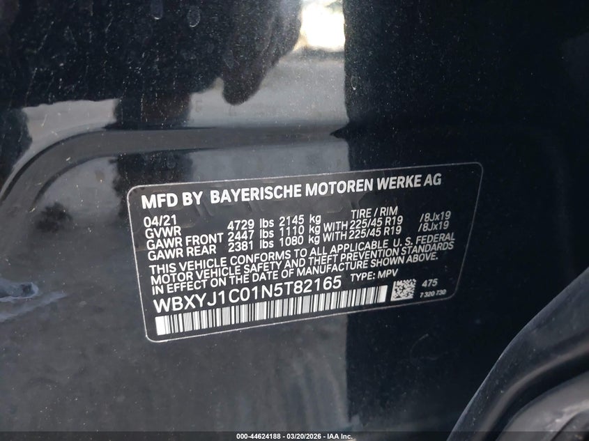2022 BMW X2 VIN WBXYJ1C01N5T82165 IAAI salvage auction — RIGHT SIDE, Original (Texas), sold $5,000 on 2026-07-14 (photo 9)