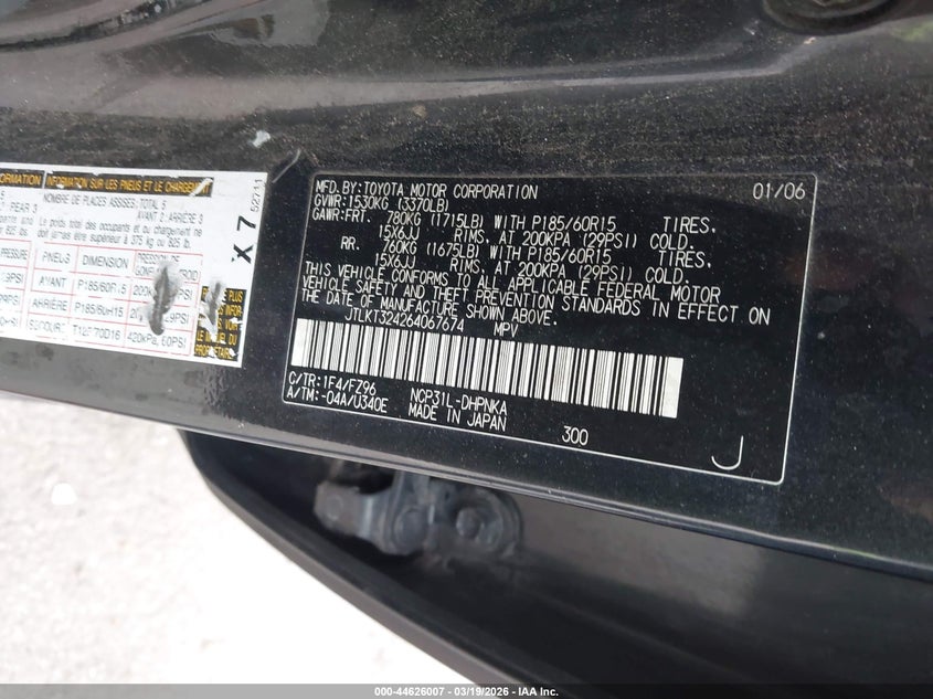 2006 Scion Xb VIN JTLKT324264067674 IAAI salvage auction — FRONT & REAR, Salvage (Texas), sold $225 on 2026-07-10 (photo 9)