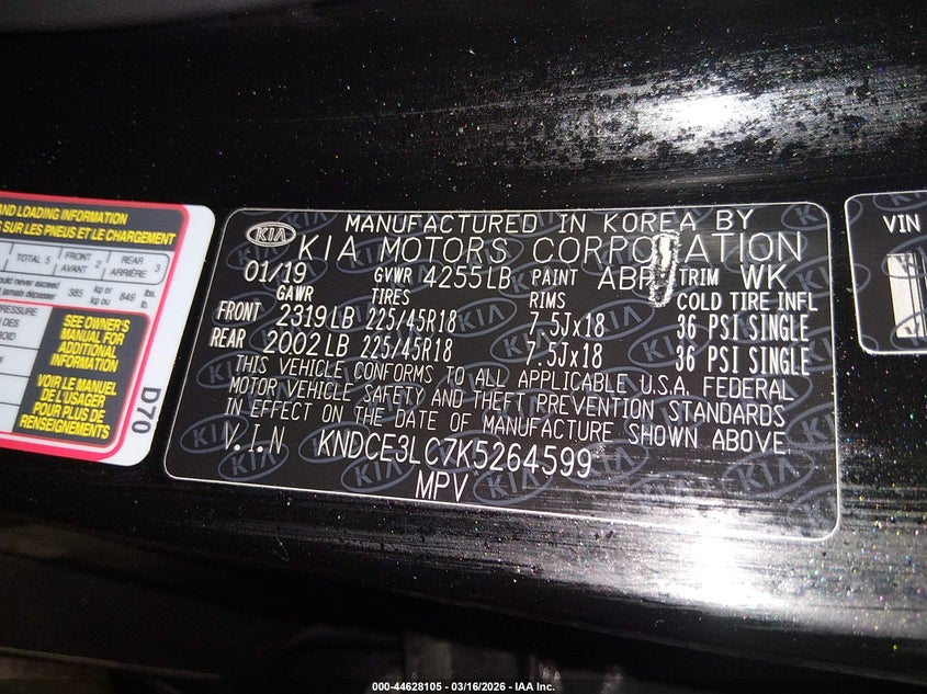 2019 Kia Niro VIN KNDCE3LC7K5264599 IAAI salvage auction — FRONT END, Clear (Indiana), sold $4,025 on 2026-07-29 (photo 9)