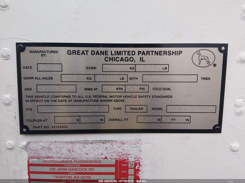 2017 Great dane trailers Great dane trailers VIN 1GRAA5616HE701919 IAAI salvage auction — SIDE, Certificate Of Title (Nebraska), sold $2,200 on 2026-08-01 (photo 9)