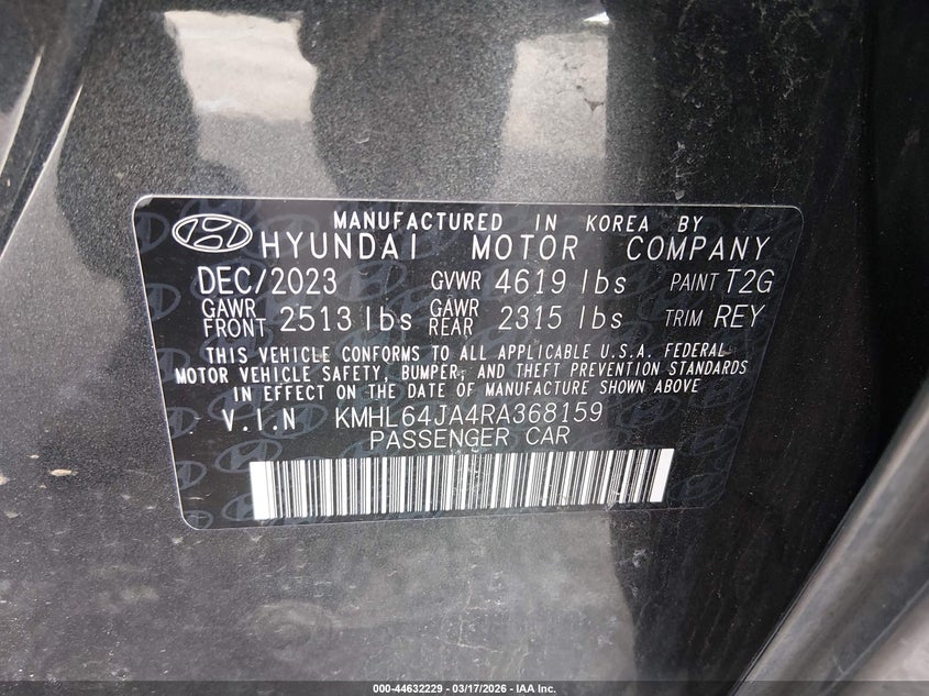 2024 Hyundai Sonata VIN KMHL64JA4RA368159 IAAI salvage auction — SIDE, Salvage (New Jersey), sold $7,900 on 2026-07-09 (photo 9)