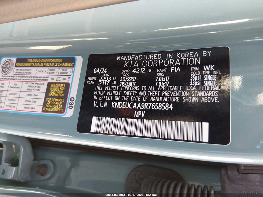 2024 Kia Seltos VIN KNDEUCAA9R7658584 IAAI salvage auction — RIGHT SIDE, Salvage (California), sold $6,000 on 2026-07-19 (photo 9)