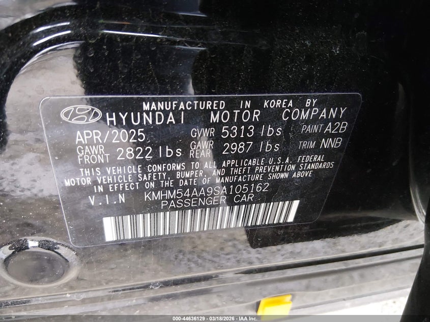 2025 Hyundai Ioniq 6 VIN KMHM54AA9SA105162 IAAI salvage auction — LEFT FRONT, Salvage - Greater Than 75% (Maryland), sold $12,750 on 2026-07-15 (photo 9)