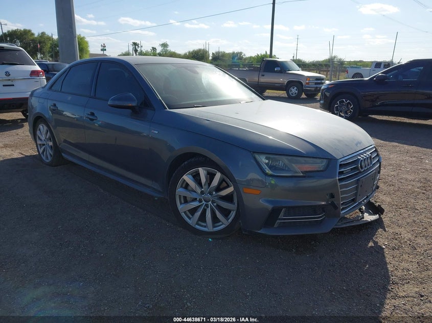2018 Audi A4 VIN WAUDNAF42JN017323 IAAI salvage auction — FRONT END, Original (Texas), sold $4,150 on 2026-08-16 (photo 1)
