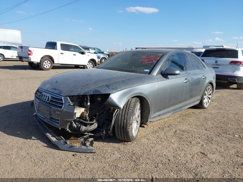 2018 Audi A4 VIN WAUDNAF42JN017323 IAAI salvage auction — FRONT END, Original (Texas), sold $4,150 on 2026-08-16 (photo 2)