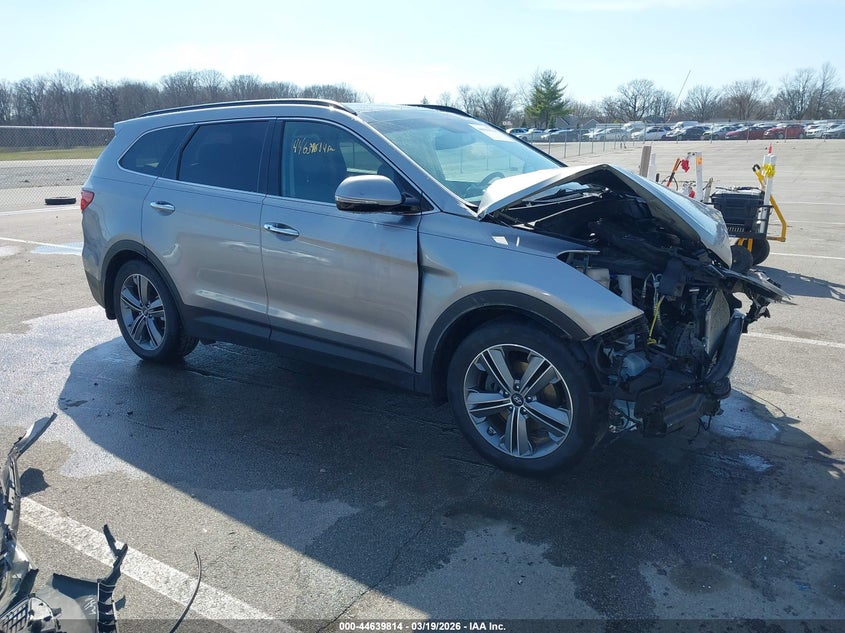 2016 Hyundai Santa fe VIN KM8SRDHFXGU133684 IAAI salvage auction — FRONT END, Clear (Indiana), sold $300 on 2026-07-24 (photo 1)