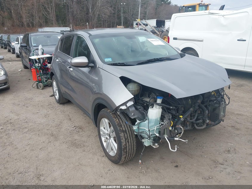 2018 Kia Sportage VIN KNDPMCACXJ7312140 IAAI salvage auction — FRONT END, Salvage (Massachusetts), sold $1,900 on 2026-07-28 (photo 1)