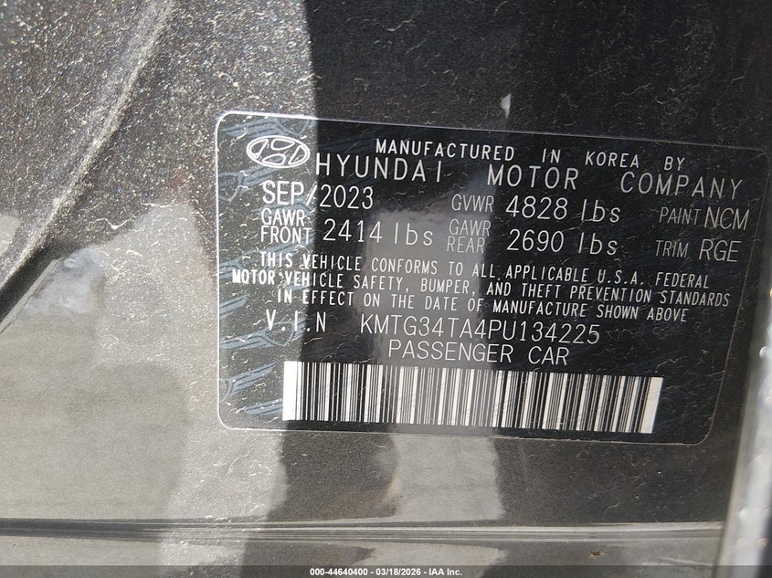 2023 Genesis G70 VIN KMTG34TA4PU134225 IAAI salvage auction — LEFT FRONT, Clear (Missouri), sold $4,450 on 2026-07-07 (photo 9)