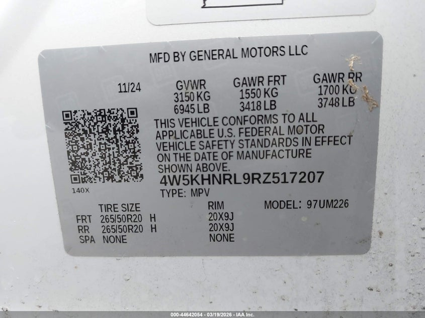 2024 Acura Zdx VIN 4W5KHNRL9RZ517207 IAAI salvage auction — FRONT END, Salvage (New Jersey), sold $9,900 on 2026-07-31 (photo 9)