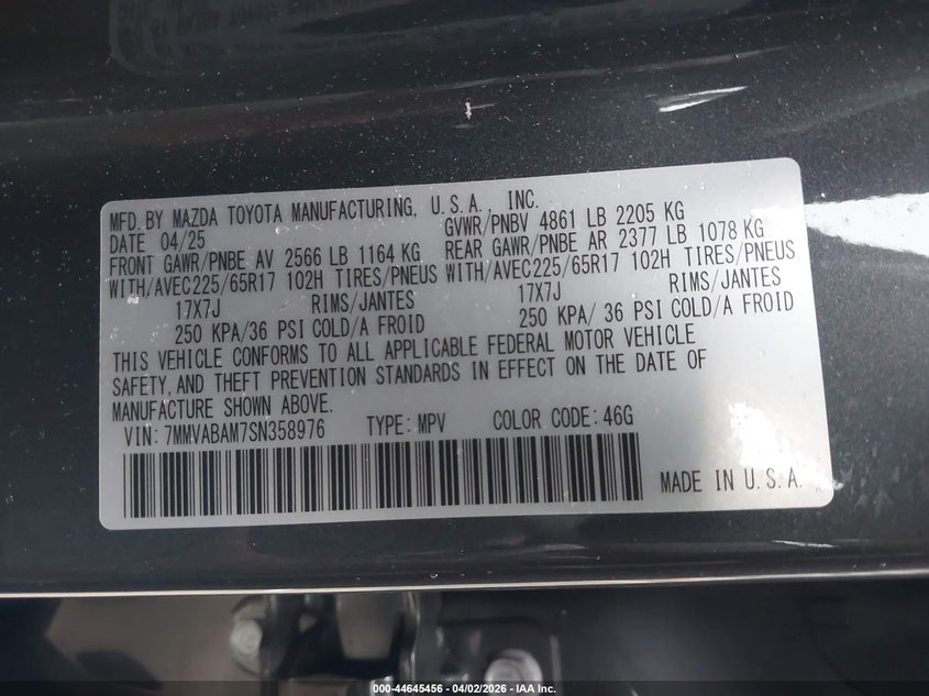 2025 Mazda Cx-50 VIN 7MMVABAM7SN358976 IAAI salvage auction — FRONT END, Wait Title, sold $8,900 on 2026-08-01 (photo 9)