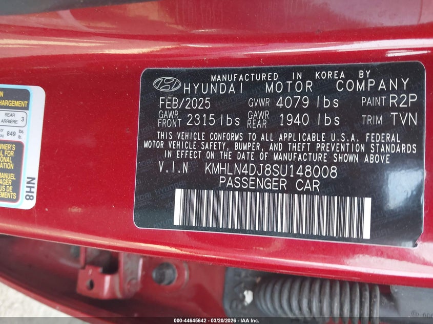 2025 Hyundai Elantra VIN KMHLN4DJ8SU148008 IAAI salvage auction — FRONT END, Salvage Title, sold $425 on 2026-07-23 (photo 9)