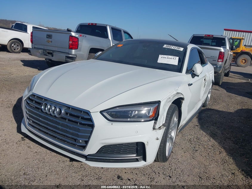 2018 Audi A5 VIN WAUENCF52JA054680 IAAI salvage auction — LEFT SIDE, Clear (Oklahoma), sold $7,300 on 2026-07-28 (photo 2)