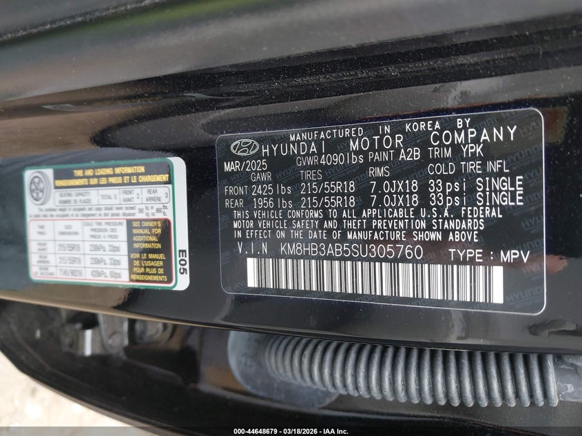 2025 Hyundai Kona VIN KM8HB3AB5SU305760 IAAI salvage auction — FRONT END, Salvage (Georgia), sold $8,000 on 2026-08-18 (photo 9)