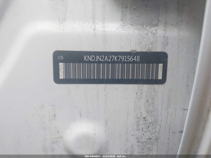 2019 Kia Soul VIN KNDJN2A27K7915648 IAAI salvage auction — STORM DAMAGE, Salvage (Massachusetts), sold $1,950 on 2026-07-07 (photo 9)