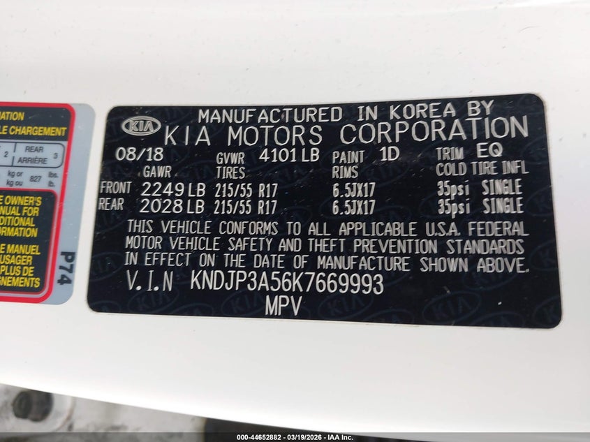 2019 Kia Soul VIN KNDJP3A56K7669993 IAAI salvage auction — FRONT END, Salvage Title, sold $1,600 on 2026-07-06 (photo 9)