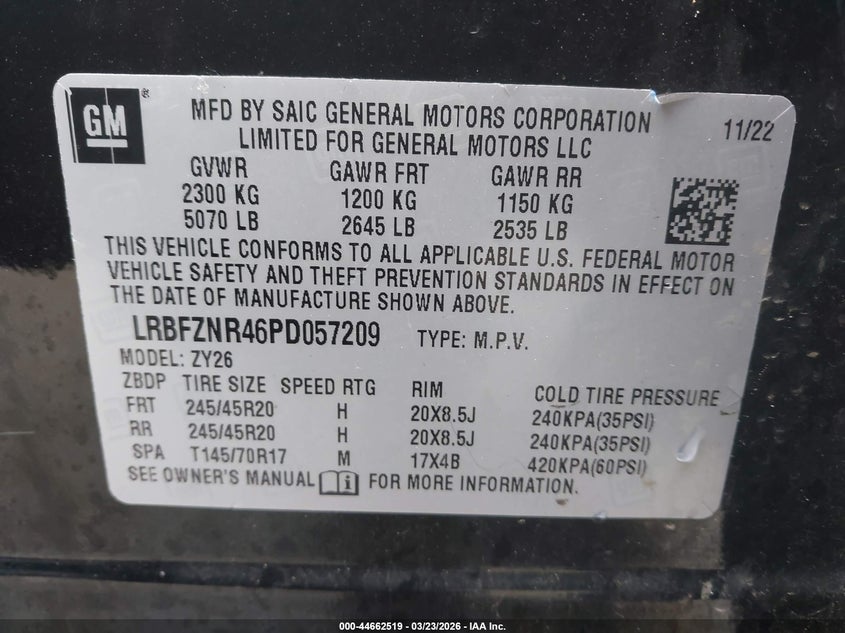 2023 Buick Envision VIN LRBFZNR46PD057209 IAAI salvage auction — FRONT END, Salvage Title, sold $4,250 on 2026-07-17 (photo 9)