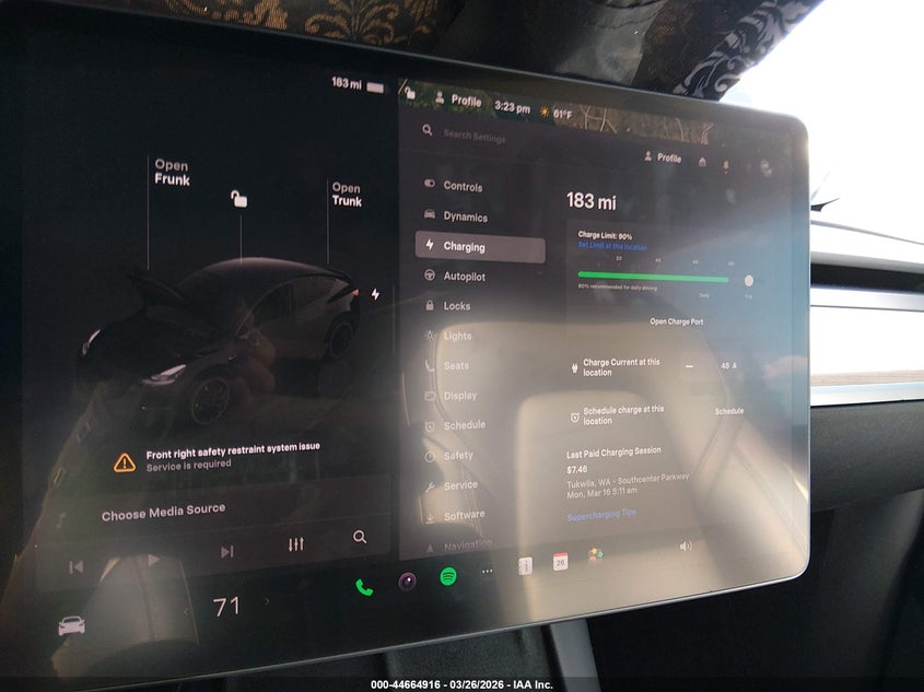 2022 Tesla Model y VIN 7SAYGDEFXNF398655 IAAI salvage auction — RIGHT REAR, Bill Of Sale (Washington), sold $9,450 on 2026-07-16 (photo 7)