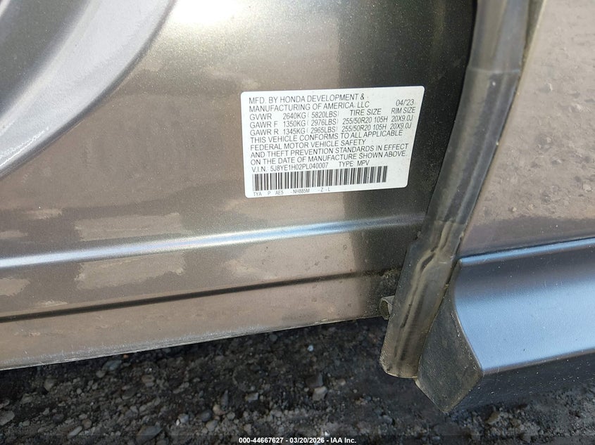 2023 Acura Mdx VIN 5J8YE1H02PL040007 IAAI salvage auction — FRONT END, Salvage (New Jersey), sold $6,000 on 2026-07-05 (photo 9)