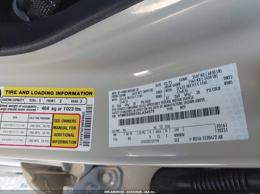 2025 Ford Bronco VIN 1FMEE0RR3SLA54575 IAAI salvage auction — Biohazard/Chemical, Salvage (Texas), sold $41,850 on 2026-05-11 (photo 9)