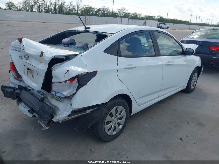 2016 Hyundai Accent VIN KMHCT4AE6GU051538 IAAI salvage auction — FRONT & REAR, Salvage (Texas), sold $1,175 on 2026-07-31 (photo 4)